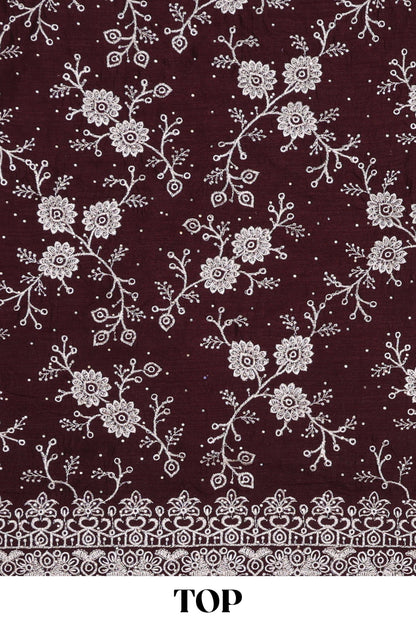 Brown georgette embroidered chudidhar material with contrast dupatta