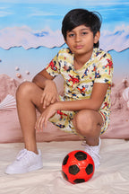 Boys Yellow Anime Print T-Shirt and Shorts 2-Piece Nightwear Set