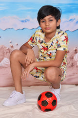Boys Yellow Anime Print T-Shirt and Shorts 2-Piece Nightwear Set