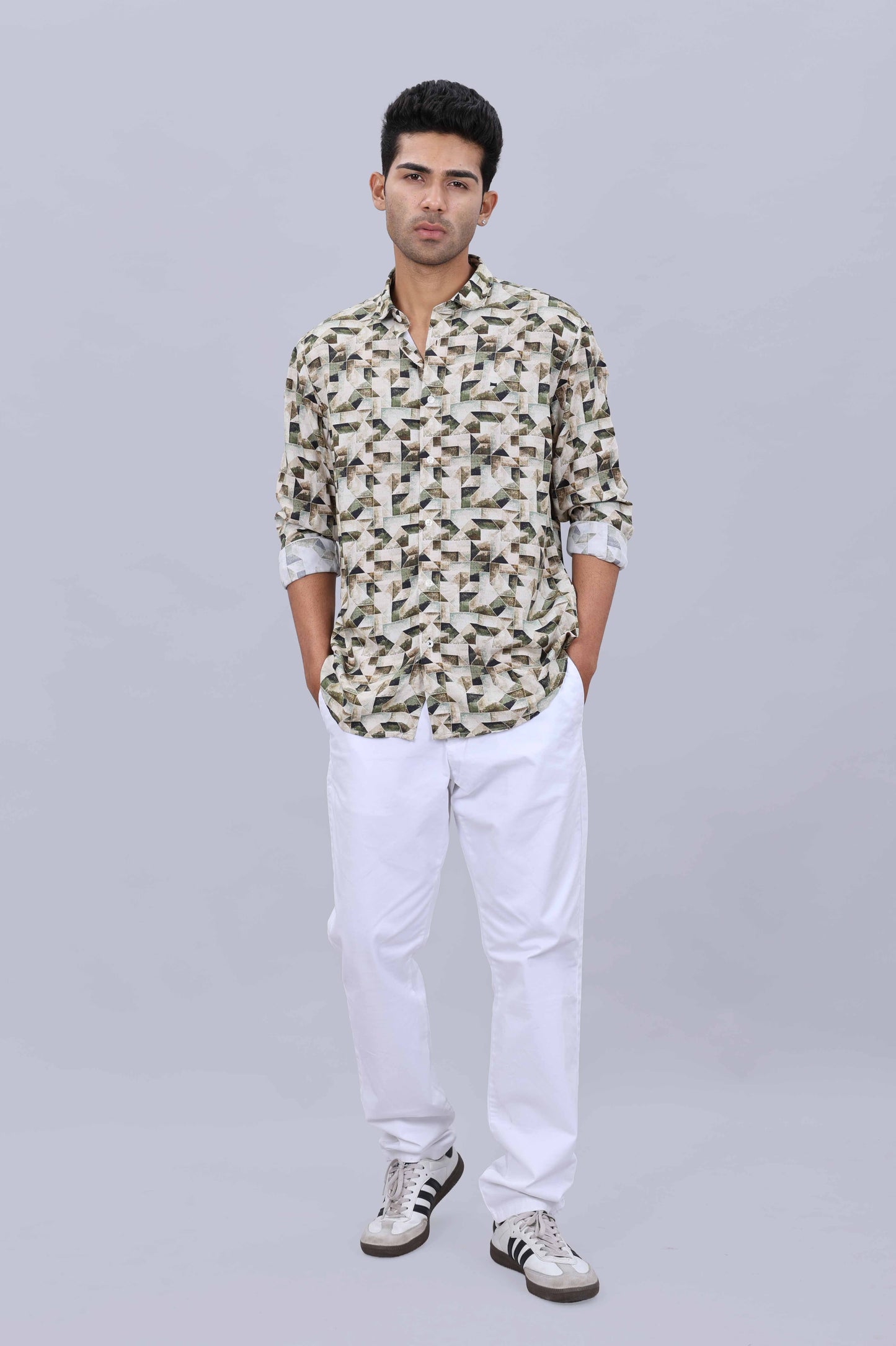 Men’s Pure Cotton Dobby Fancy Printed Slim Fit Shirt