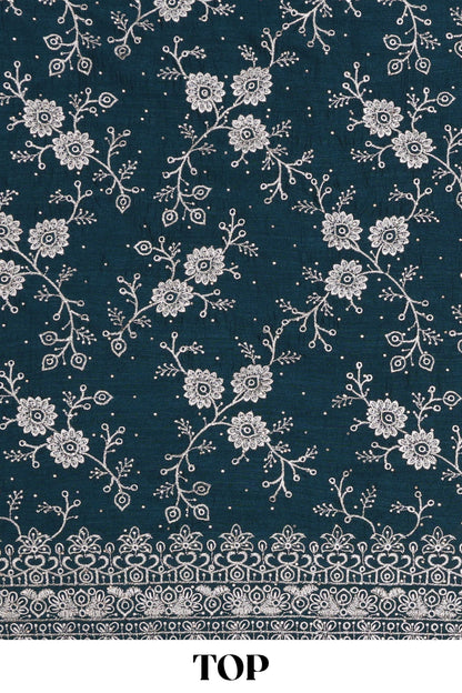 Green georgette embroidered chudidhar material with contrast dupatta