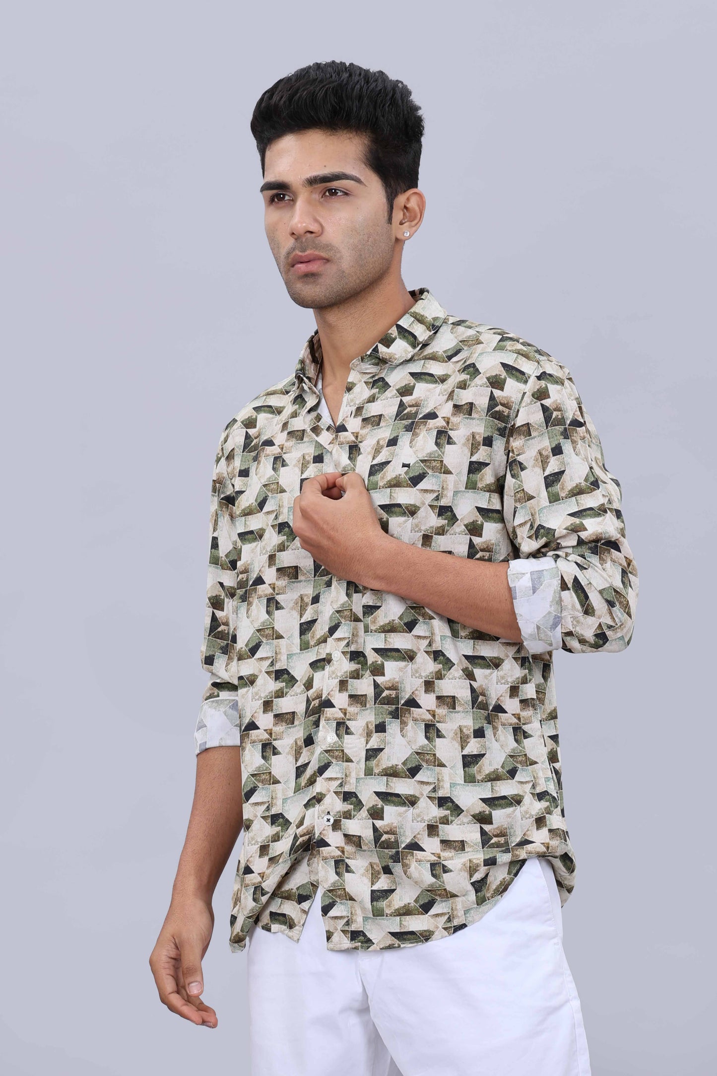 Men’s Pure Cotton Dobby Fancy Printed Slim Fit Shirt