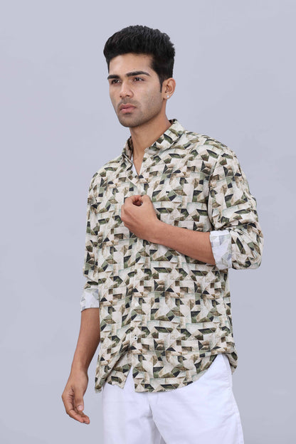 Men’s Pure Cotton Dobby Fancy Printed Slim Fit Shirt