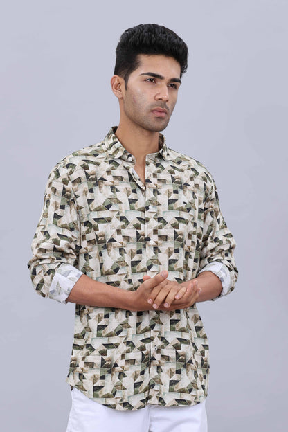 Men’s Pure Cotton Dobby Fancy Printed Slim Fit Shirt