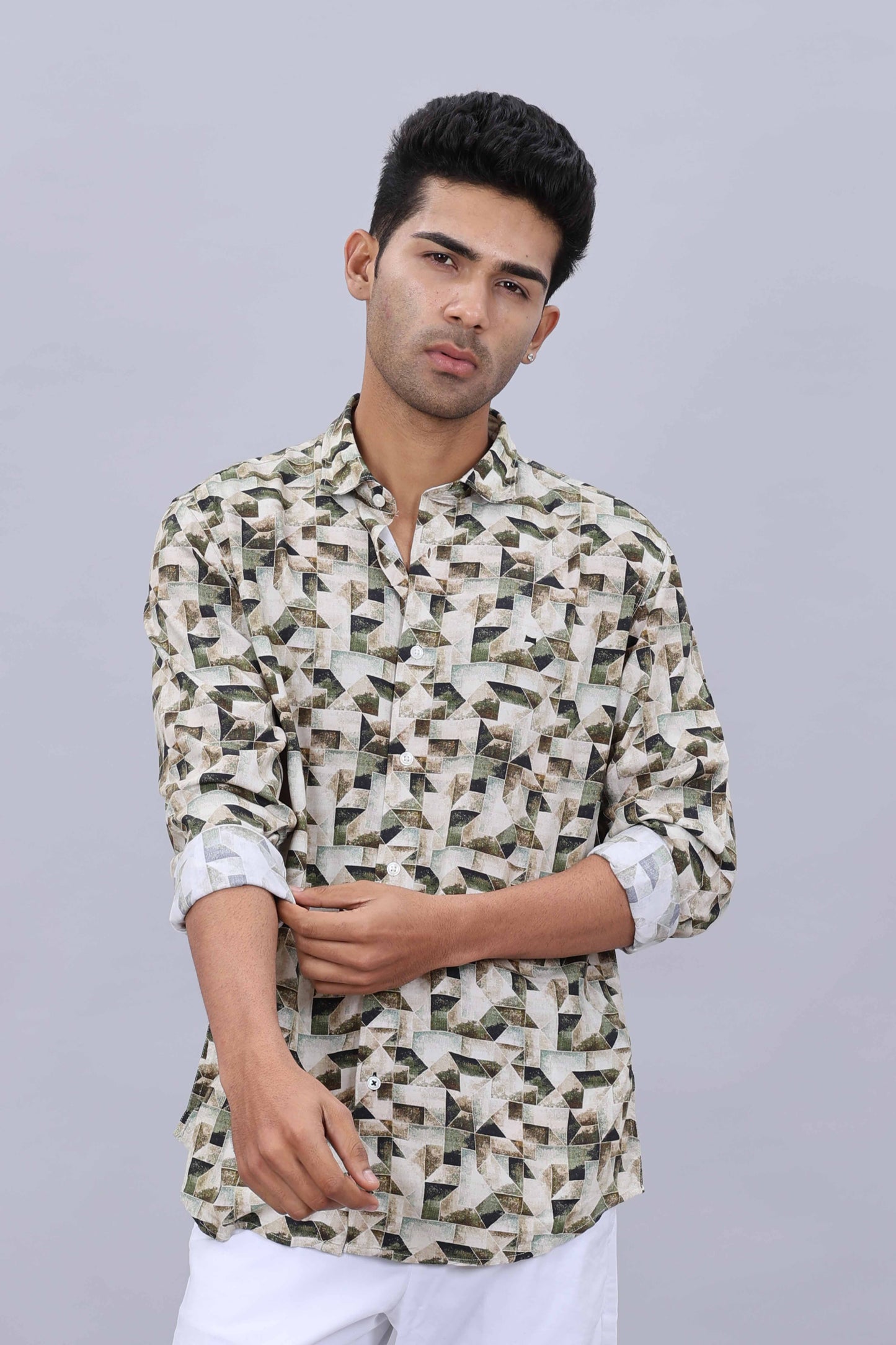 Men’s Pure Cotton Dobby Fancy Printed Slim Fit Shirt