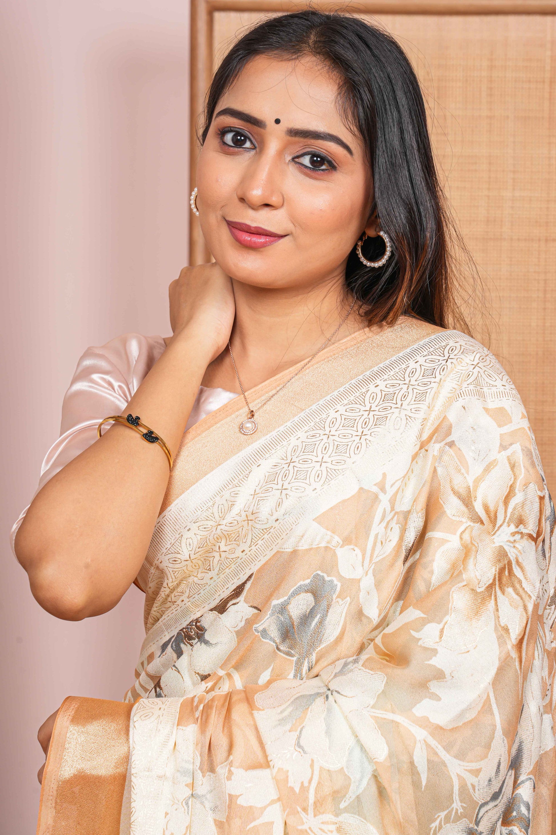 floral brasso saree 