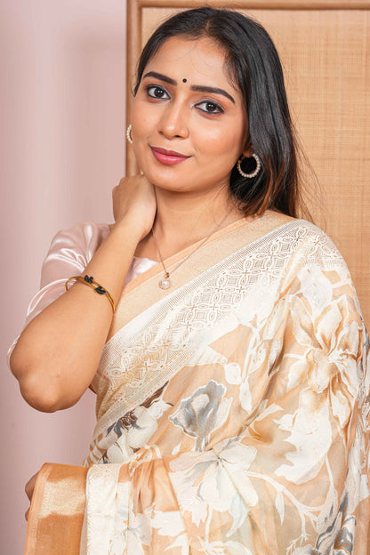 floral brasso saree 