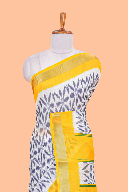 Linen Cotton Body All Over Ikkat Print With Zari Border