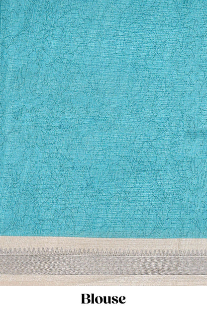 Beige south cotton saree featuring all over floral prints on the body and pallu