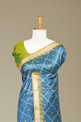 Art Tussar All Over Bandhani Print With Contrast Pallu Along With Blouse