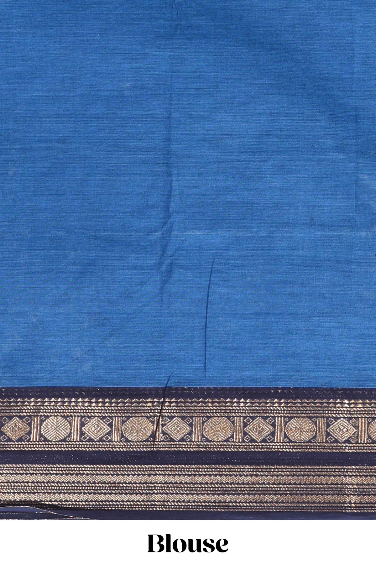 Blue plain chettinad cotton saree with contrast zari border and matching blouse