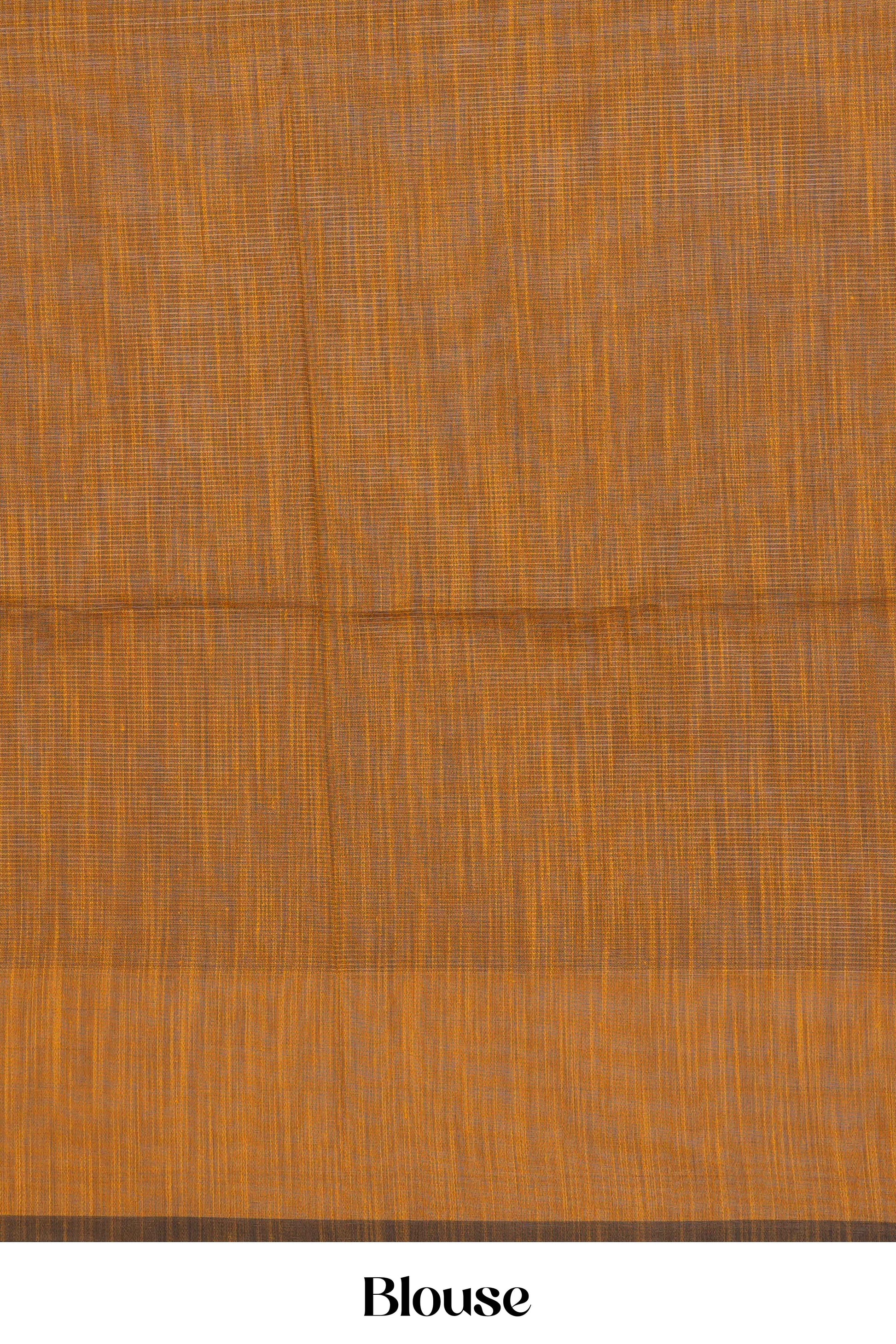 Brown fabric swatch with 'Blouse' 