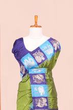 Green Art Silk Saree Body Detailing Zari Butta And Border Are Highlight Contrast Color With Intricate Zari Woven Elephant, Peacock Motifs With Golden Zari Weaving  Pallu