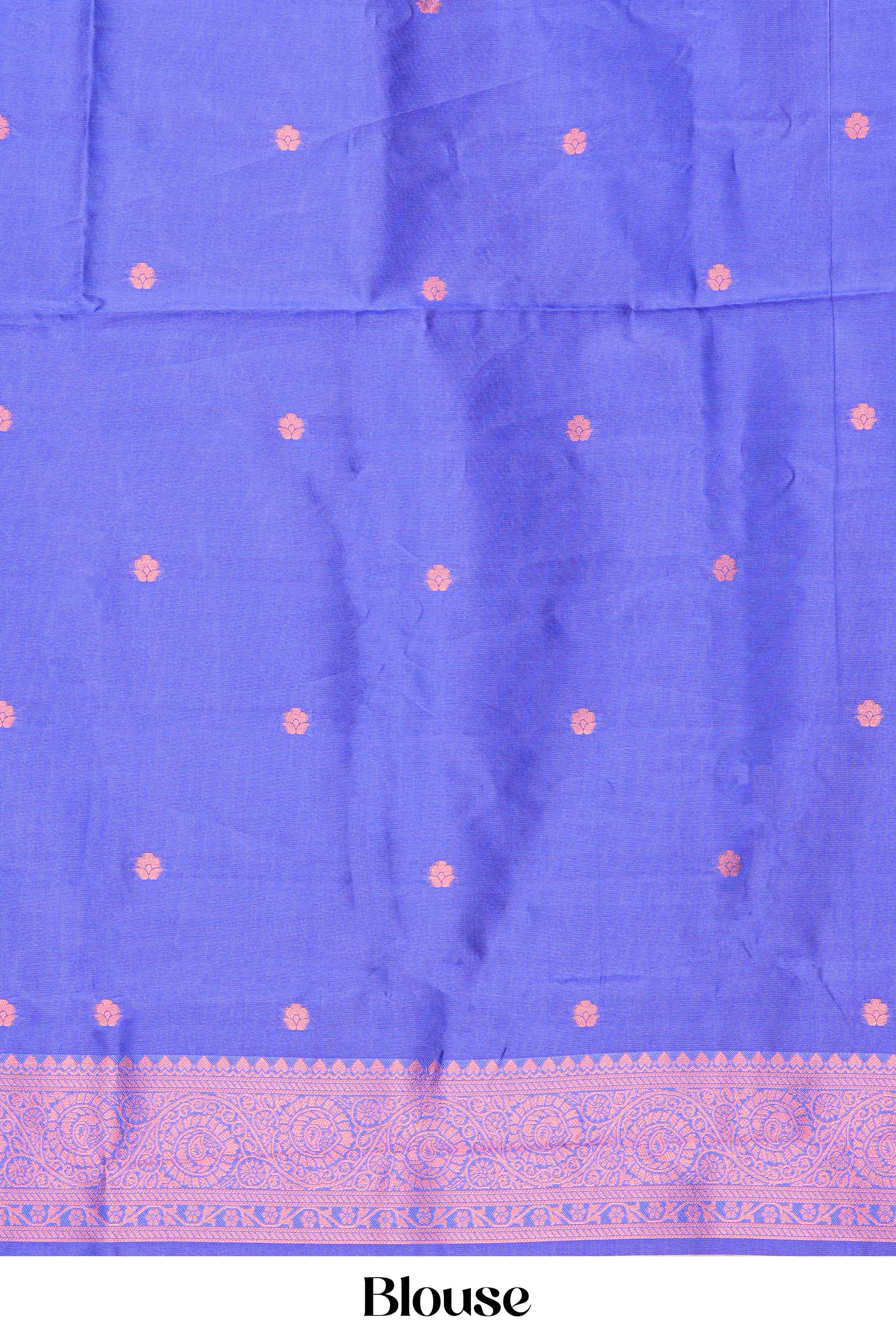 pink lichi silk with blue blouse