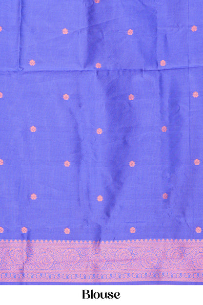 pink lichi silk with blue blouse