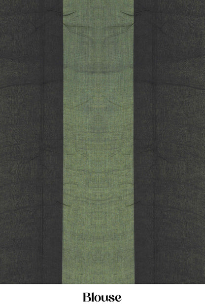 Black And Green Khadi Cotton Saree All Over Ikkat Design