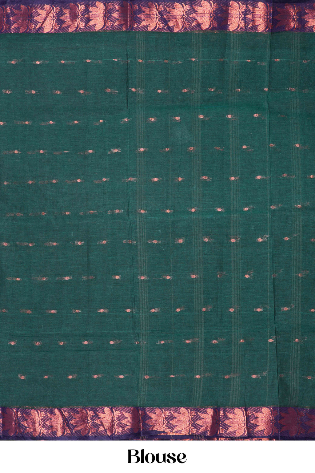 Green Bengal Cotton Thread Butta With Copper Border