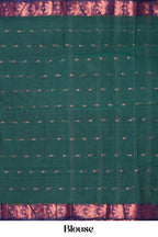 Green Bengal Cotton Thread Butta With Copper Border