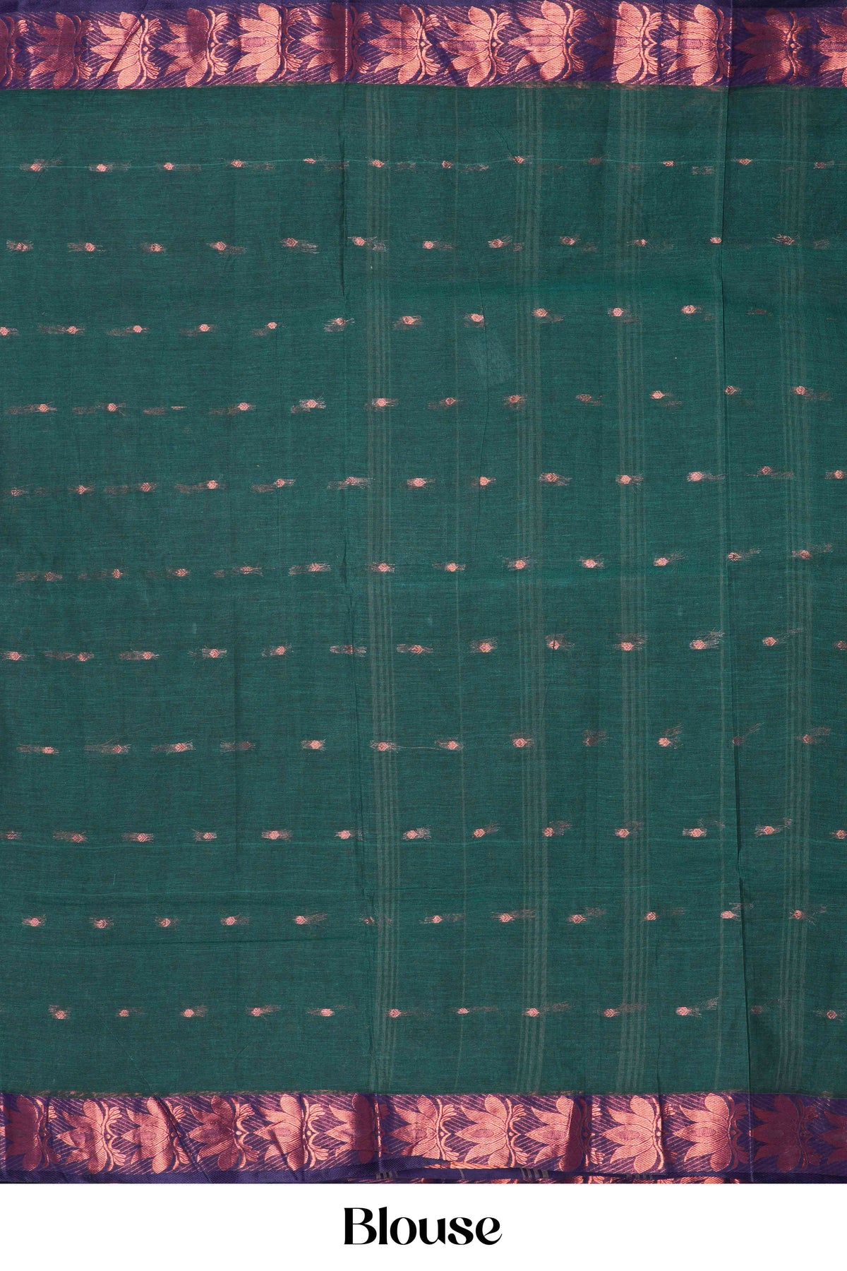 Green Bengal Cotton Thread Butta With Copper Border