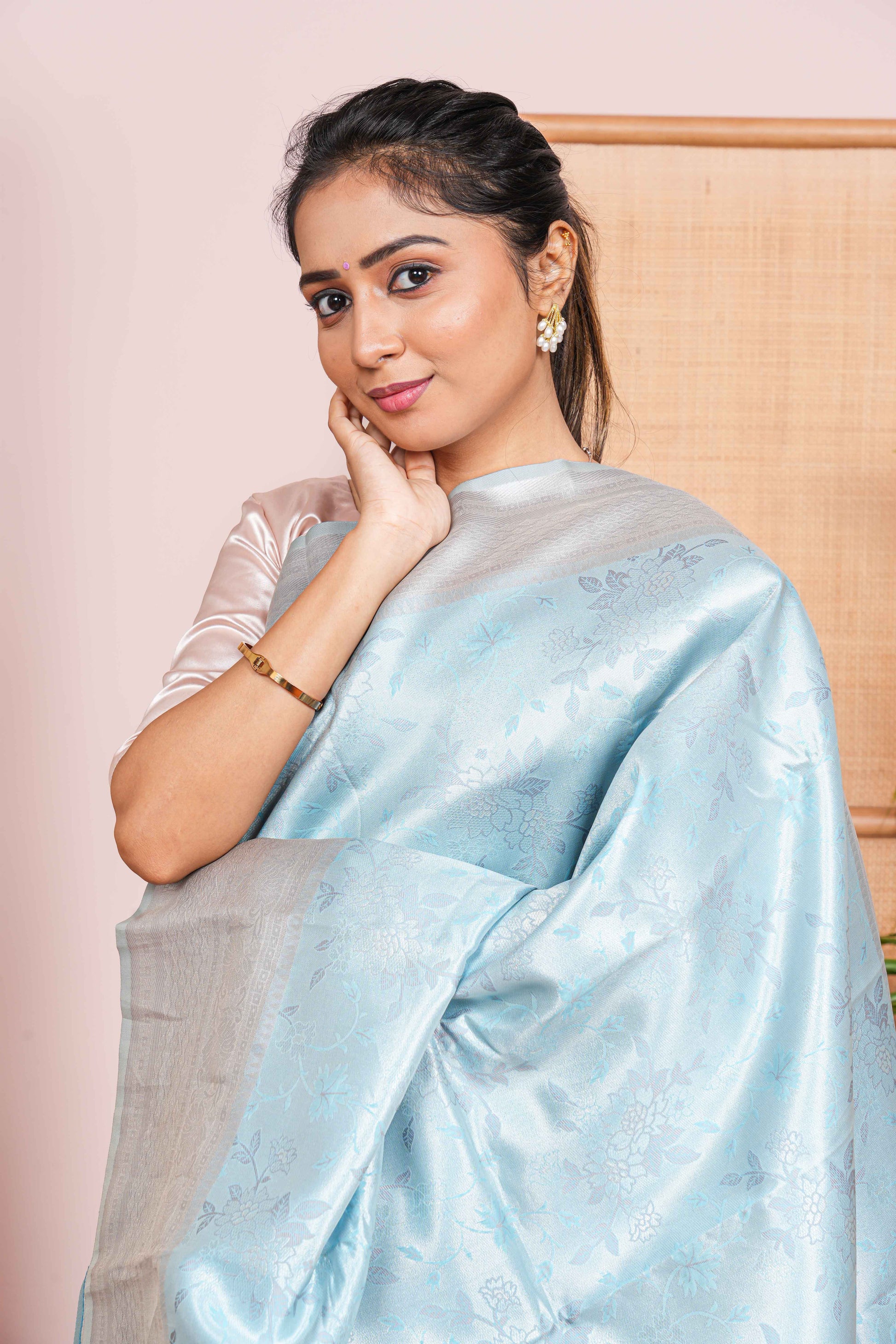 blue tissue saree