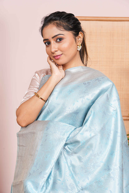 blue tissue saree