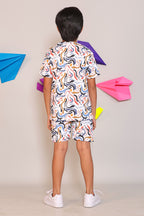 Boys Multi-Color Abstract Print T-Shirt and Shorts 2-Piece Lounge Set