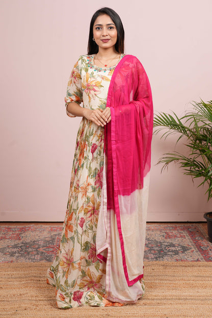 Floral Anarkali Kurti Set