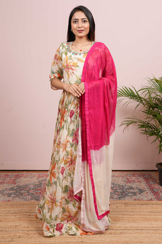 Floral Anarkali Kurti Set