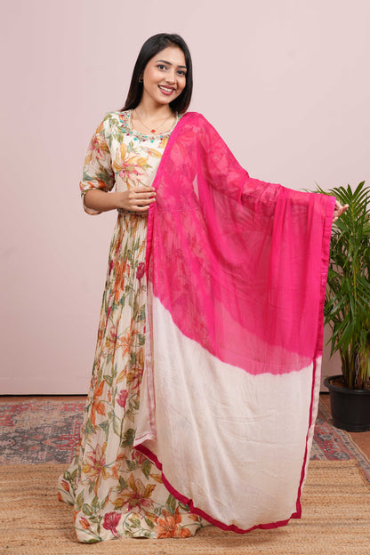 Floral Anarkali Kurti Set