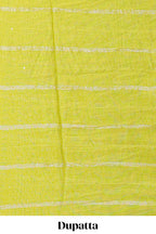 Blue embroidery floral motifs chudidhar material with contrast solid pant and contrast striped dupatta