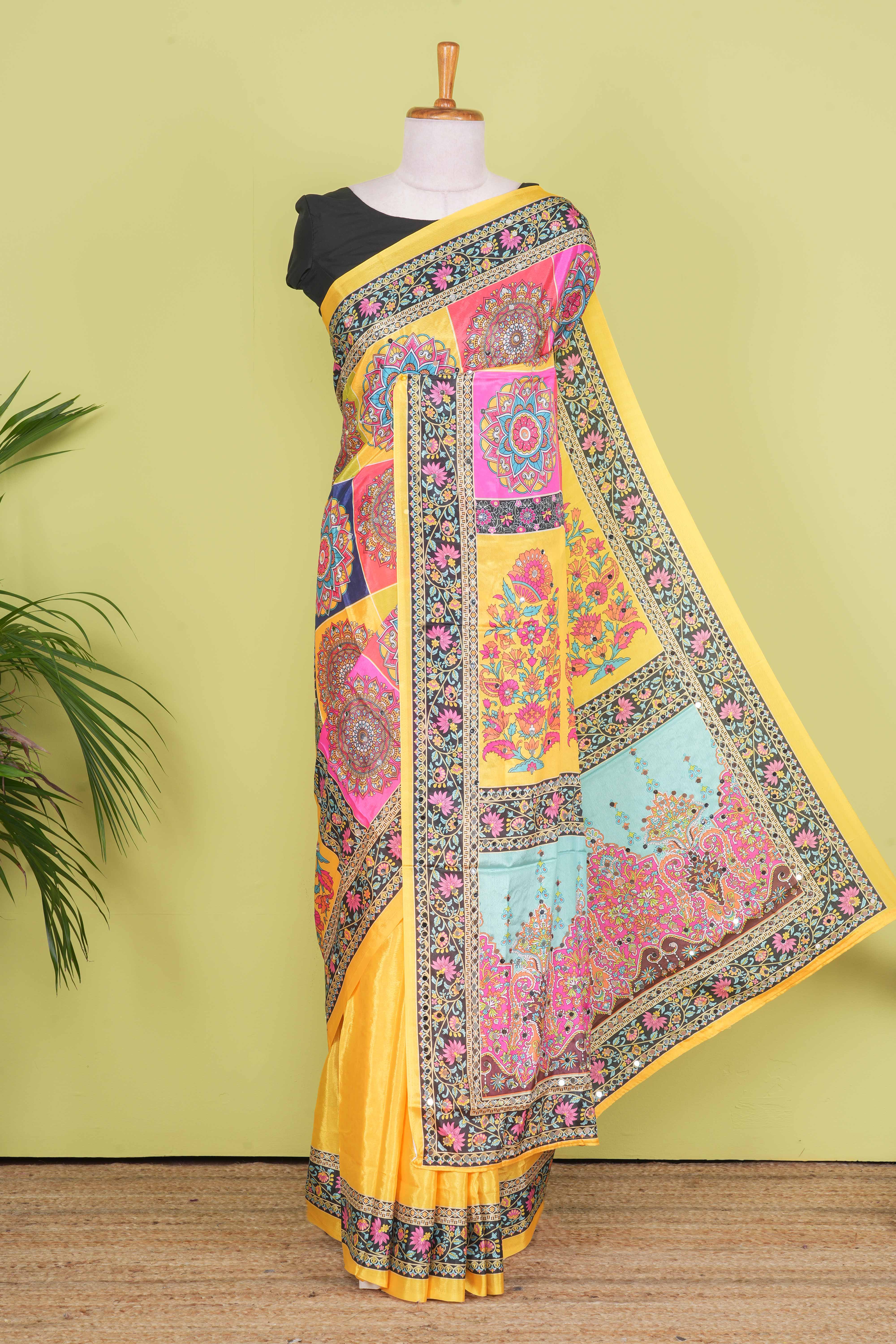 Rajasthani Mirror Work Saree