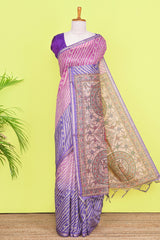Multi Color Chanderi Cotton Saree Bandhani Design Across The Body With Madhubani Print Pallu Along With Flower Motifs Blouse