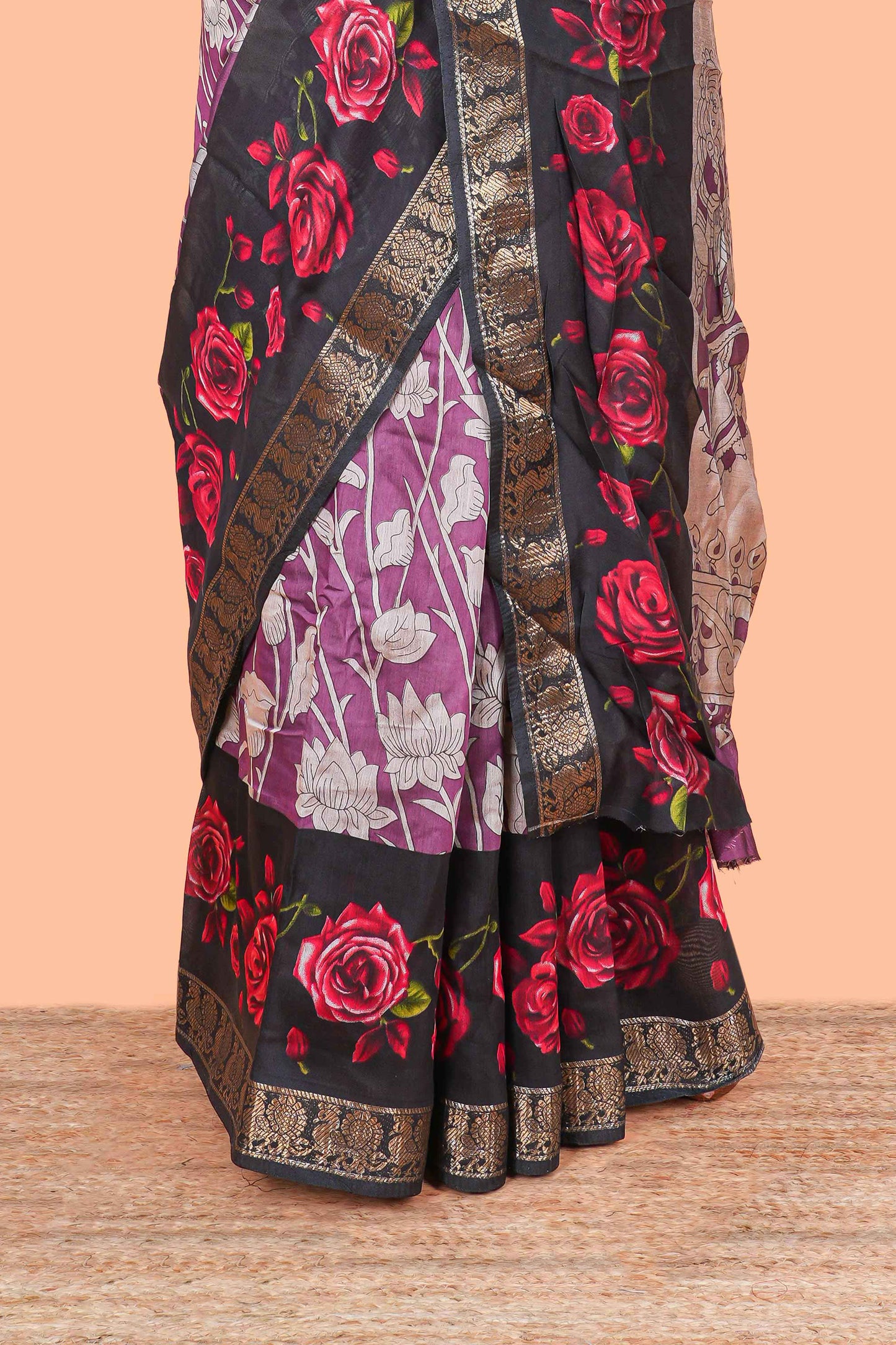 Pink Chanderi Cotton Body and Pallu Kalamkari Print With Zari Border