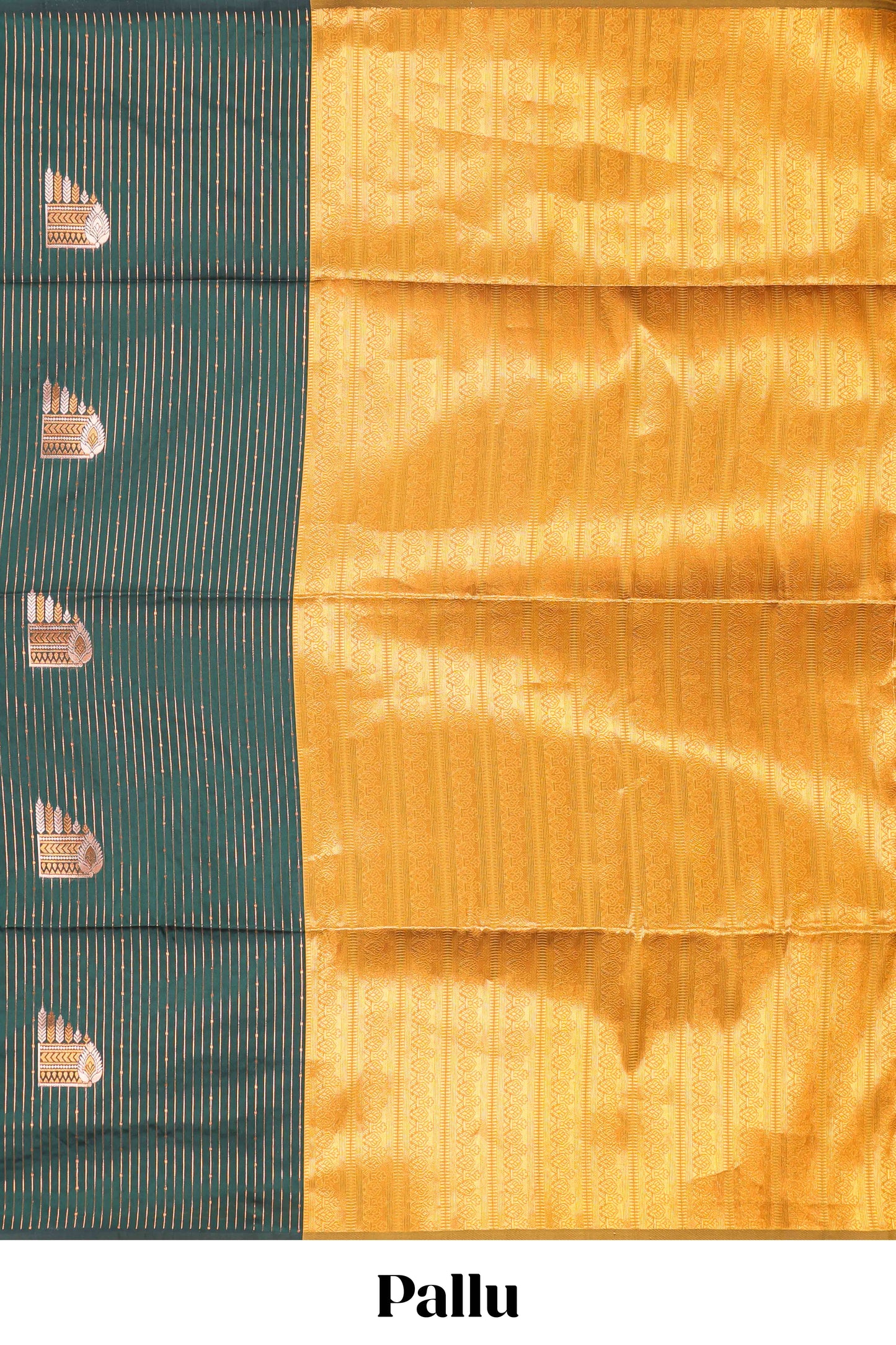 Dark Green Semi Soft Silk Saree Body All Over Vaira Oosi Zari Pattern With Gold Zari Butti and Borderless Grand Zari Rich Pallu