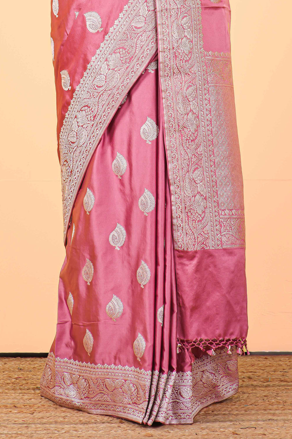 art silk with silver border