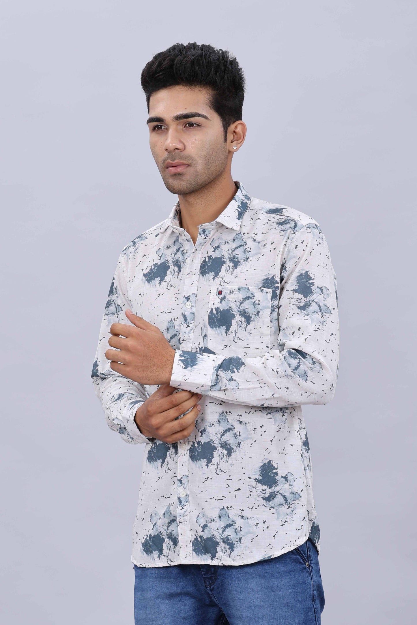 Men’s Slim Fit Pure Cotton Dobby Printed Casual Shirt