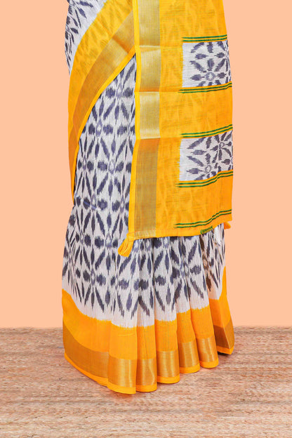 Linen Cotton Body All Over Ikkat Print With Zari Border