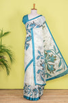 White south cotton Saree Digital Floral Print Across The Body With Contrast Border Along With Pink Flower Motifs Blouse