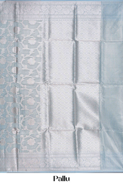 Light blue saree with a subtle pattern