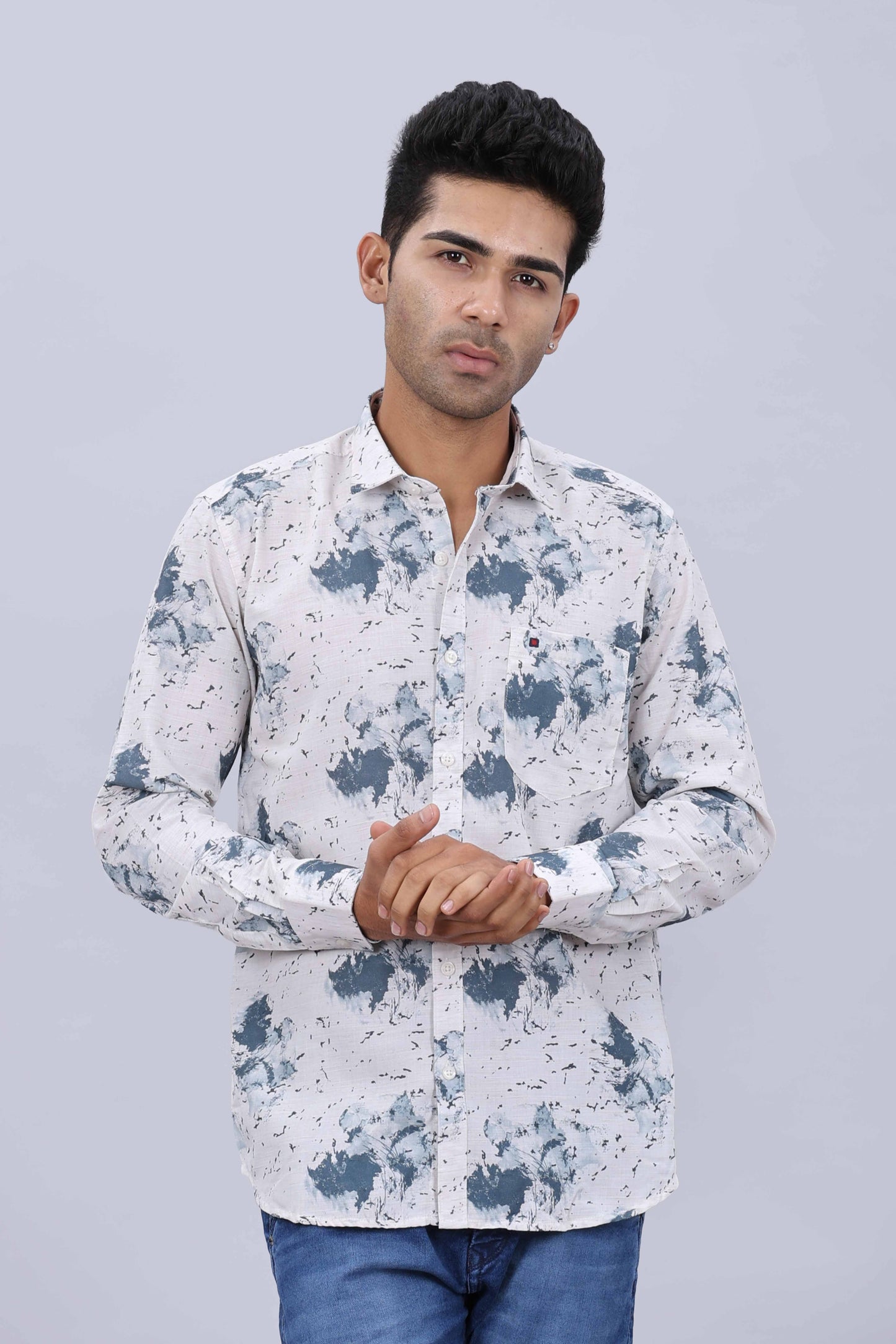 Men’s Slim Fit Pure Cotton Dobby Printed Casual Shirt