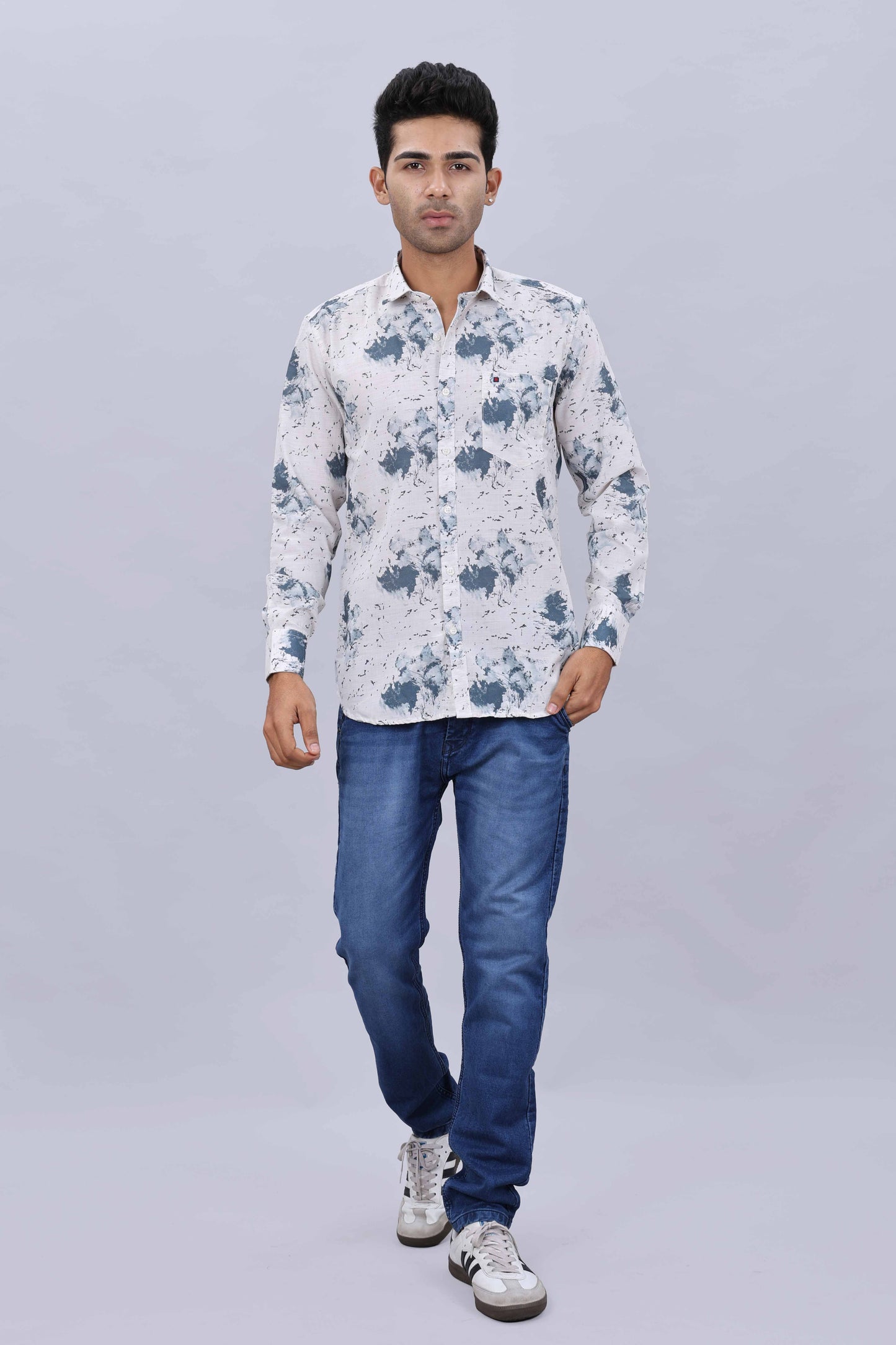 Men’s Slim Fit Pure Cotton Dobby Printed Casual Shirt