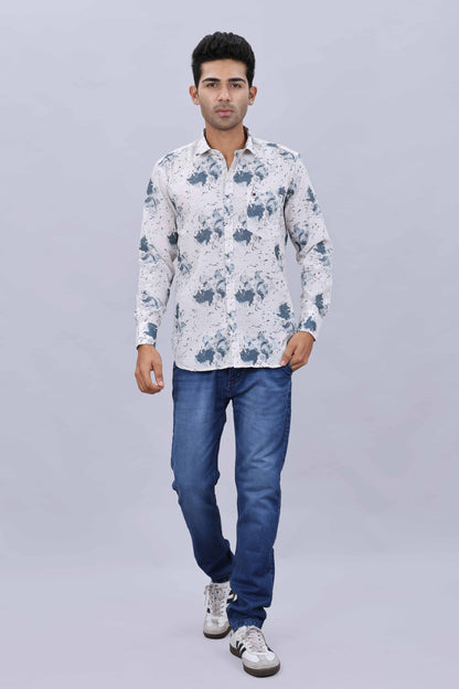 Men’s Slim Fit Pure Cotton Dobby Printed Casual Shirt