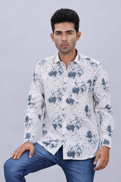 Men’s Slim Fit Pure Cotton Dobby Printed Casual Shirt