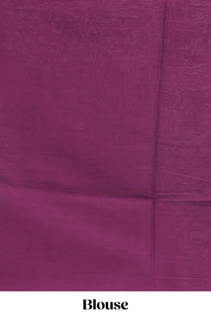 Purple plain mul mul cotton saree with self border and matching blouse