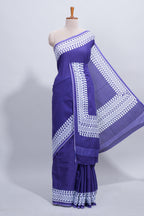 Violet plain mul mul cotton saree with self border and matching blouse