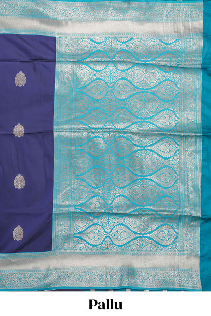 Raw Silk Saree Golden Zari Butta Across The Body And Contrast Pallu