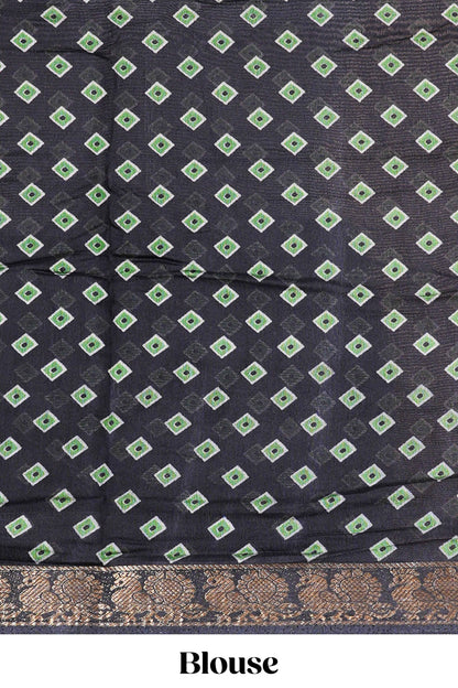 Green Chanderi Cotton Body and Pallu Kalamkari Print With Zari Border