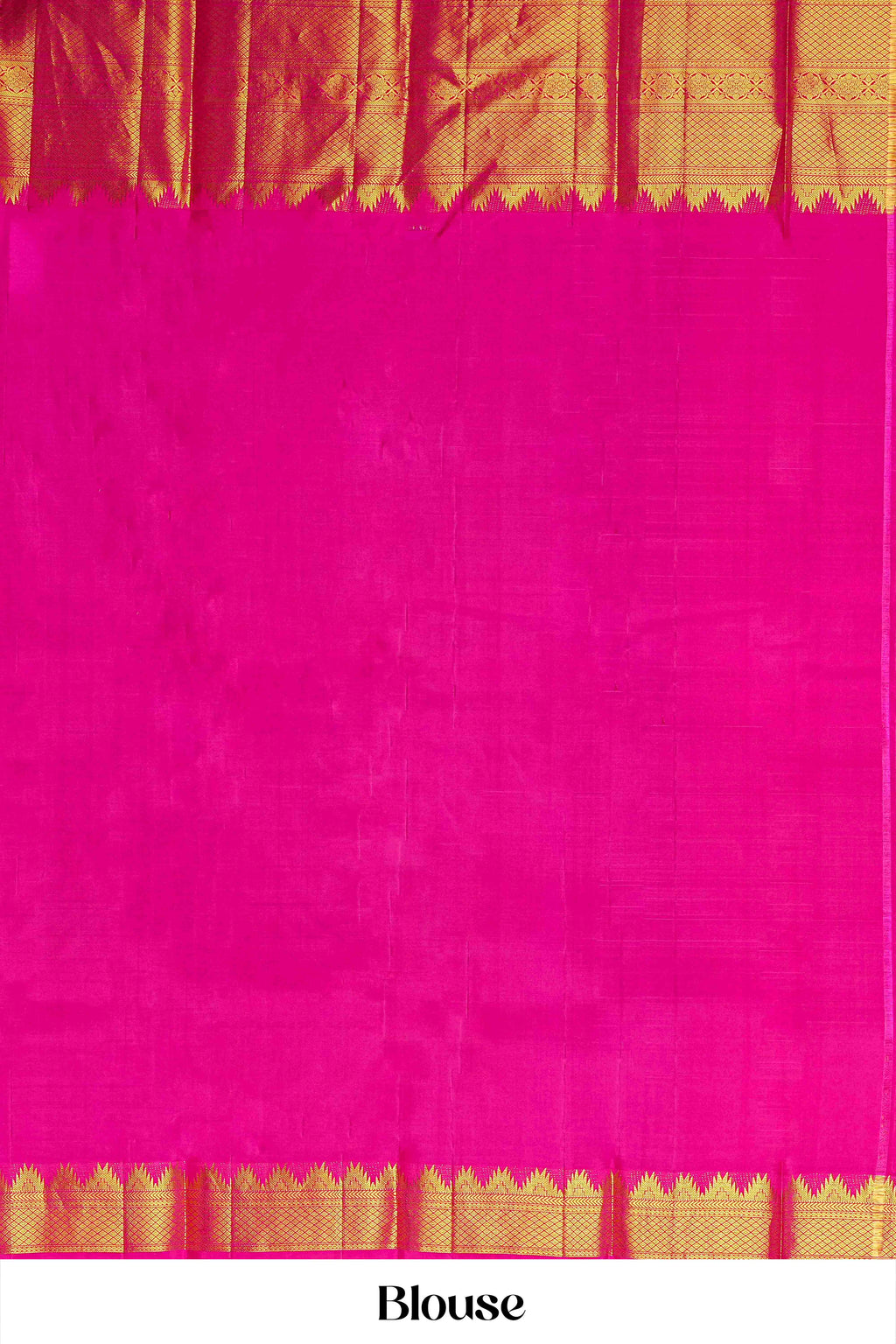 Purple & Pink Border Kanchipuram Pure Silk Saree with Gold Zari Butta and Contrast Pallu
