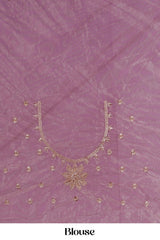 Twill Net Gold Zari Embroidery With Zarkan Diamond Saree
