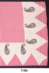 Read Modal Silk Saree Lightweight ,Flowy. Chevron Design , Contrast Border Along With Floral Printed Blouse